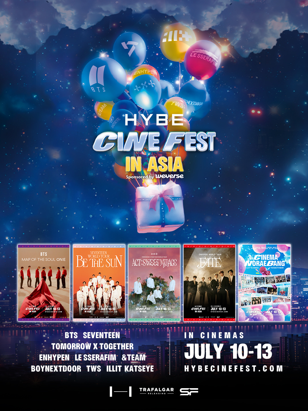 SF CINEMA ผนึก HYBE และ Trafalgar เสิร์ฟความฟิน จากศิลปิน เค-ป๊อป ระดับโลก “HYBE CINE FEST IN ASIA” เตรียมระเบิดความมันส์ครั้งแรกในไทย !!!