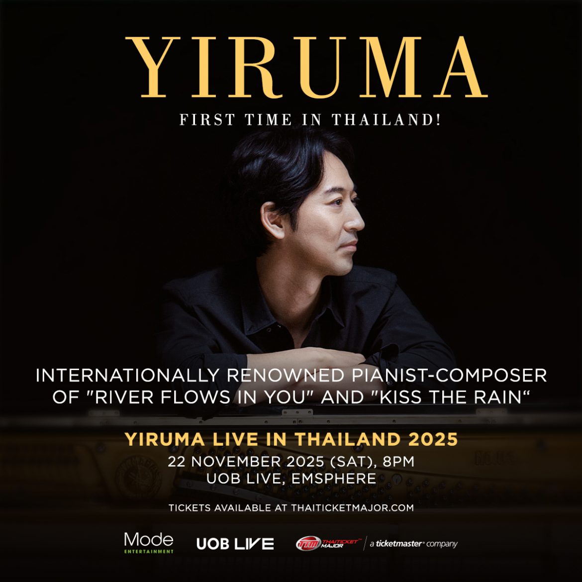 YIRUMA นักเปียโน-นักประพันธ์เพลงระดับโลก  กับคอนเสิร์ตเดี่ยวครั้งแรกในกรุงเทพฯ